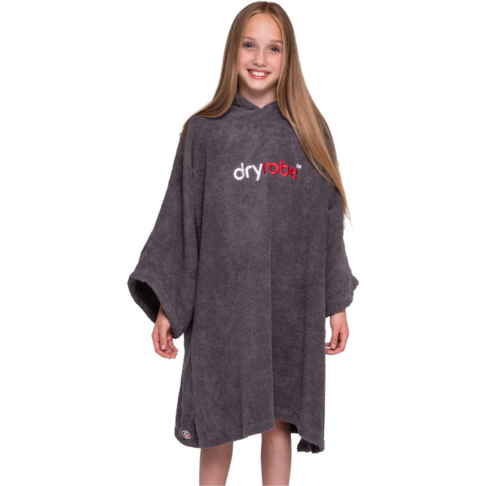 2023 Dryrobe Junior Bio-Baumwoll-Kapuzenhandtuch Change Robe V3OCT - Slate Grey